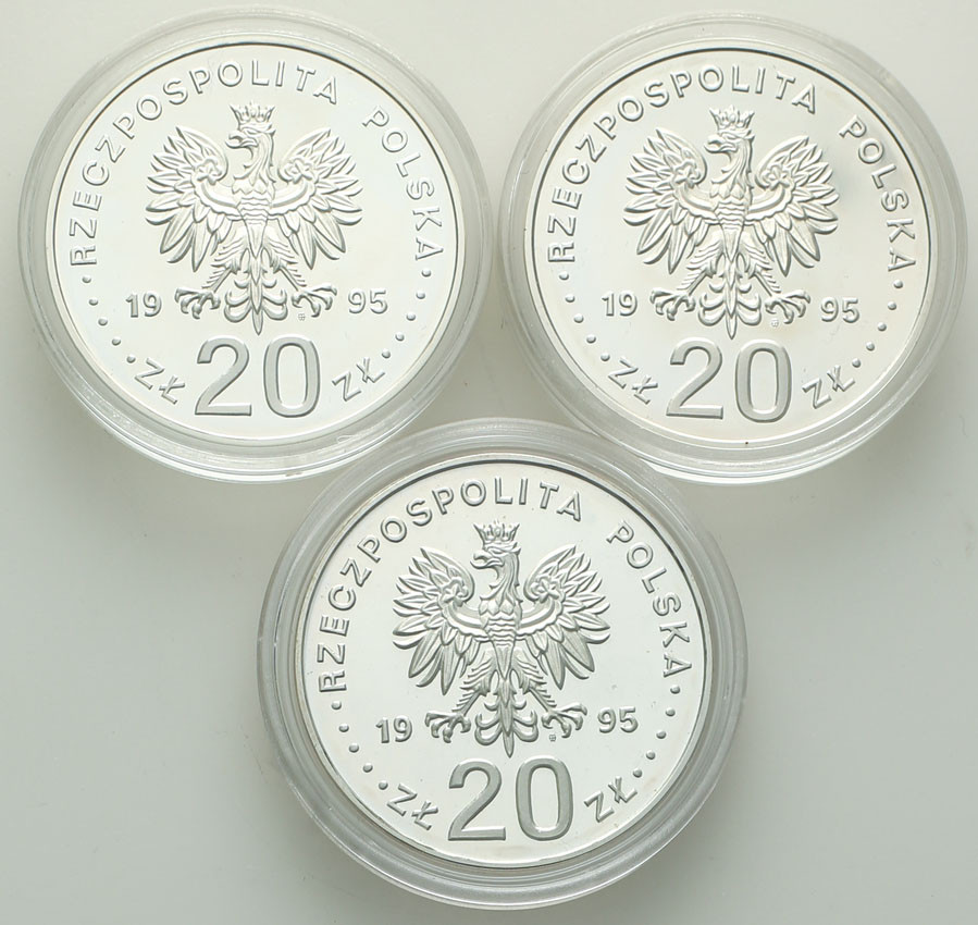 III RP. 20 złotych 1995, zestaw 3 monet